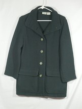 LL Bean Womens Medium Boiled Wool Pea Coat Jacket Green OKLRB - £11.98 GBP