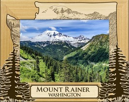 Mount Rainier Washington Laser Engraved Wood Picture Frame (5 x 7) - £23.93 GBP