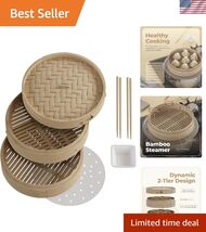 Bamboo Steamer Basket 10-inch | 2-Tier Steamer for Cooking | 50 Liners, ... - $83.04