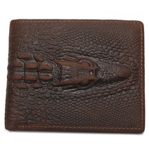 Top Grain Genuine Leather Material Fashion Brown Crocodile Head Men Wallet Crazy - £56.89 GBP