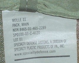 US Army MOLLE II woodland camo main pack dated 2003 - $30.00