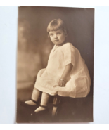 Vintage Photograph Young Girl Sitting on Chair White Dress Bracelet 4 x ... - $9.89