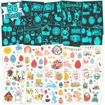 545 Styles Luminous Blue Tattoos for Kids Easter Party Supplies 56 Sheets Easter - £13.22 GBP