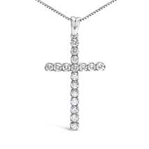 Timeless .925 Sterling Silver 1.0 Cttw Diamond Cross Pendant Necklace - $324.00