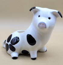 Barnyard PIG HOG Farm Porcelain Collector Vase Planter Folk-art Back Whi... - £21.54 GBP
