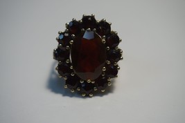 Vintage 333/8K Yellow Gold Natural Garnets Womens Ring Sz 8 Heavy 6.41GR Germany - £296.56 GBP