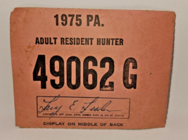 1975 Pennsylvania Adult Resident Hunting License tag permit PA spring tu... - $7.84