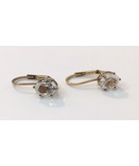Vintage Gold Tone and White Colorless Glass Drop Leverback Earrings - £6.29 GBP