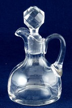 Vintage Small Clear Glass Cruet Inverted Goblet Shape Faceted Stopper - £5.98 GBP