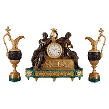 Antique French Mantel Clock Vase Set 19th Louis Philippe Charles X Style 8-Song - $1,700.00