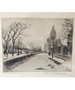 Elias M. Grossman Etching Central Park West 1930s New York City Snowy La... - $541.61 CAD