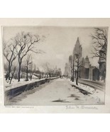 Elias M. Grossman Etching Central Park West 1930s New York City Snowy La... - £316.54 GBP