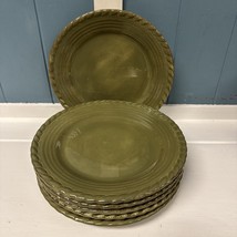 Set Of 6 Z Gallerie LUCCA Rope Pattern 8” Small Dessert Bread Plates Gre... - $49.49