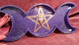 Triple Moon Goddess Pentacle Trinket Tray Decor Desk Bedside Bath Shelf ... - $9.45