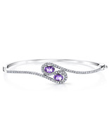 Sterling Silver Oval Shape Amethyst Infinity Bangle Bracelet - €116,68 EUR