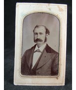 ANTIQUE TINTYPE PHOTO picture man portrait old tin type suit BIG OL&#39; MUS... - $12.99