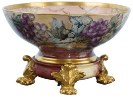 c1900 Hand Painted Limoges Punch bowl w/ Stand - £1,139.81 GBP