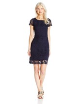 NEW NWT Soprano Juniors Women&#39;s Lace Cap Sleeve Dress Lace Navy Blue Size Medium - £34.78 GBP