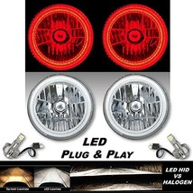 Octane Lighting 7 Inch Red SMD LED Halo Angel Eye Crystal Clear H4 Headlight &amp; 6 - £140.75 GBP