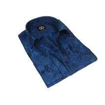 Men's JT MILANO by AVM Turkey Paisley Floral Shirt Slim Fit 6026-44 Navy/Royal image 2