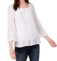 allbrand365 designer Womens Ruffled Crochet Trim Top Size XX-Large, Bright White - £29.38 GBP