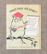 Ephemera Vintage Birthday Greeting Card Wise Owl What’s Your Age Score - $6.93