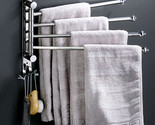 Bathroom Towel Rail Rack Holder 4 Swivel Bar Wall Hanger Shelf Stainless... - $37.04