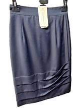 Falda Primavera Negra Pura Lana Tipo Gabardina Pliegues Made IN Italy Fo... - £47.40 GBP