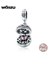 WOSTU 925 Sterling Silver Opening Dangle Ball Heart Charm for Charm Bracelet CZ - $17.99