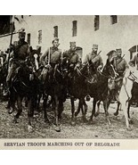 1914 WW1 Print Servian Troops March From Belgrade Antique Military Colle... - $49.14 CAD