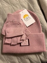 C &amp; C California - 2 Piece Gift Set Hat, &amp; Gloves Nwt Pink B EAN Ie - £19.77 GBP