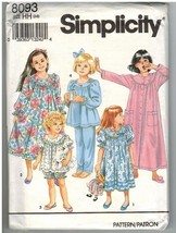 Simplicity Uncut Sewing Pattern #8093 Child's Nightgown Robe Pajamas Size HH 3-6 - £4.48 GBP