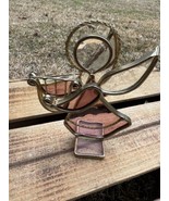 Standing Stain Glass Pink Harp Angel Figurine - $308.69 MXN