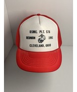 Vintage U.S. Marine Corps PLT. 576 1991 Reunion Hat Cap Cleveland, OH. S... - £21.98 GBP