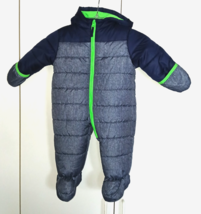 CARTER'S INFANT BOY'S 6/9 MO. HOODED SNOWSUIT-PUFFY/QUILTED ZIP-WORN ONC... - $5.68