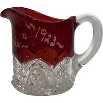 Vintage Ruby Red Flashed Glass Aurora Fair Souvenir Pitcher Creamer 1923 Helen - £13.15 GBP