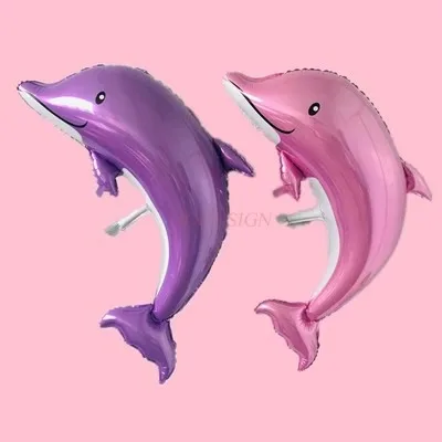 New Aluminum Film Pink Dolphin Floating Cartoon Children&#39;s Helium Balloon - £14.97 GBP
