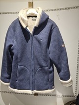 Vintage Trespass Hooded Jacket Sherpa Lined Blue Large - £53.07 GBP