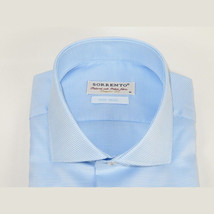 Men 100% Italian Cotton Shirt Non Iron SORRENTO Turkey Spread Collar 2745 Blue image 3