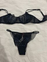 ADORE ME Black and Blue Lace Lingerie Set - Bra and Panties - $34.65