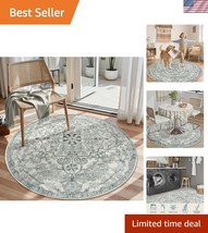 Chic 4ft Bohemian Medallion Round Rug - Machine Washable &amp; Waterproof - $1,148.94 MXN