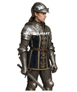 Medieval Handmade Medieval Women&#39;s Knight Armor Costume: Steel &amp; Chainma... - €604,98 EUR
