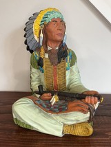 Native American Indian Chief Statue Vintage Peace Tribal Colorful Figuri... - $54.44