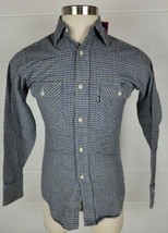 Vintage NWT Mens Levi&#39;s Blue Black Plaid Cotton Flannel Button Front Shi... - £31.01 GBP