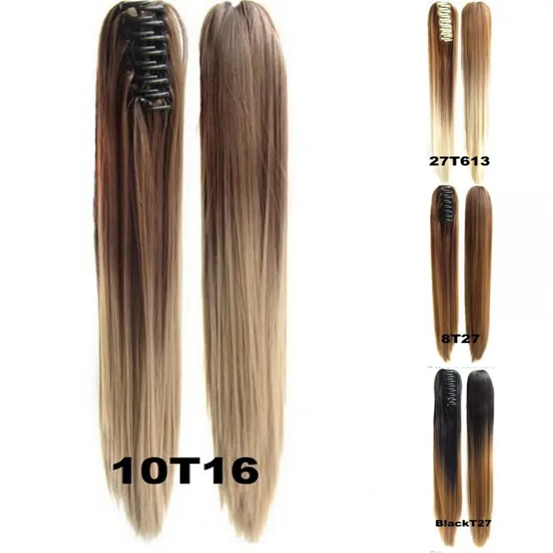 JOY&amp;BEAUTY Hair Long Straight Hair Ponytail Synthetic Clip On Hair Ombre... - £10.75 GBP