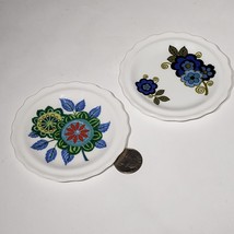 Set of 2 Royal Grafton Fine Bone China 4&quot; Mini Plates Coasters Retro Flowers Eng - £13.32 GBP