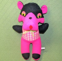 Vintage Carnival Prize Plush Cougar Pink Black 15" Stuff Animal Teddy Cat Taiwan - $62.10