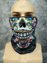 Colorful Classic Sugar Skull Skeleton Face Mask Neck Gaiter Costume Day ... - $13.50 CAD