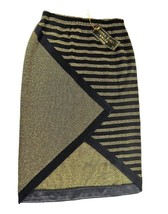 Donna Vinci Knits Gold Black Knit Pencil Skirt Stripes Geometric Womens Sz16 New - £27.24 GBP
