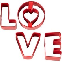 Wilton LOVE Cookie Cutters Red Metal 4 Pc Set - $7.42